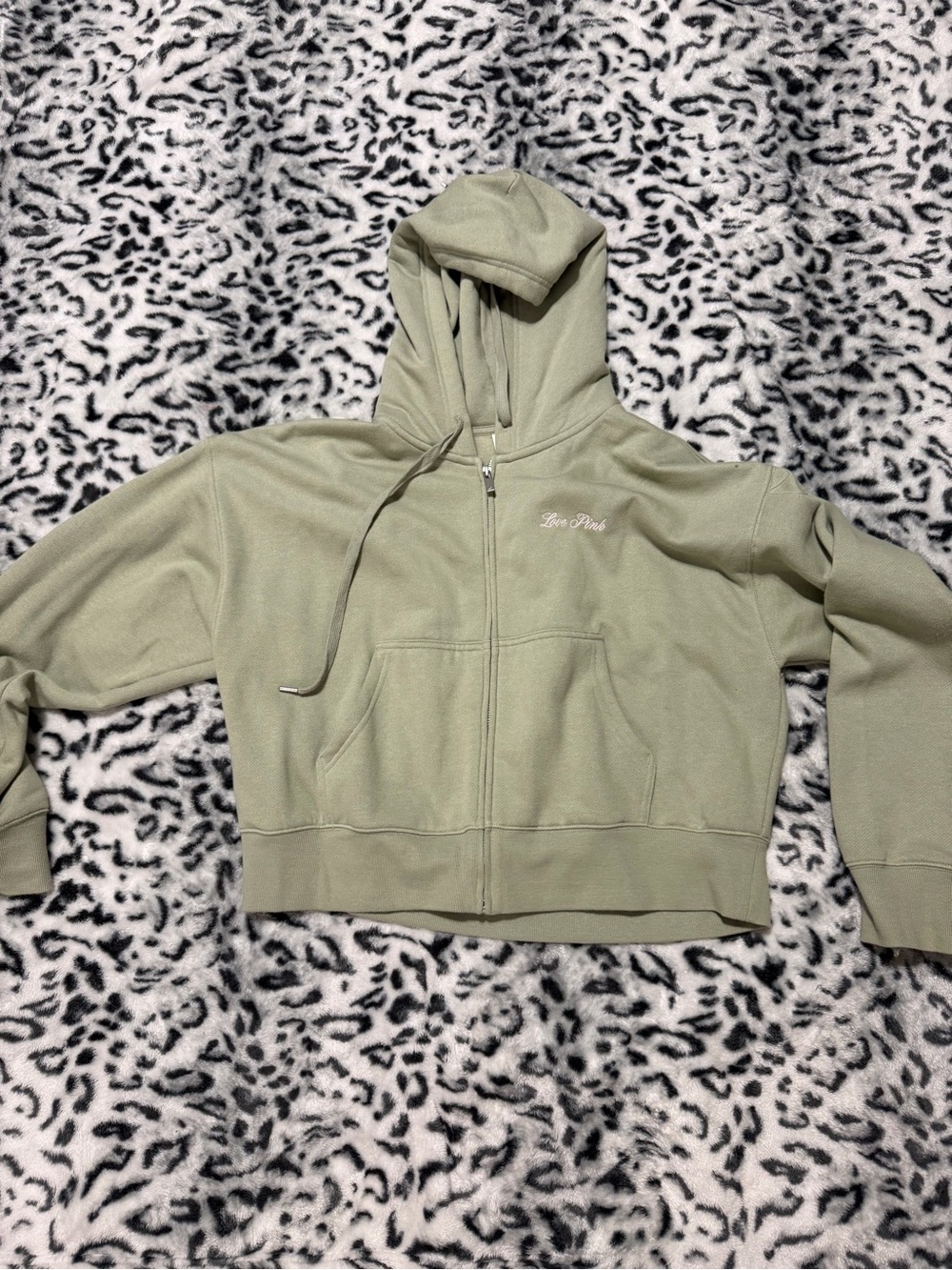 women' Olive Green Zip-Up Hoodie